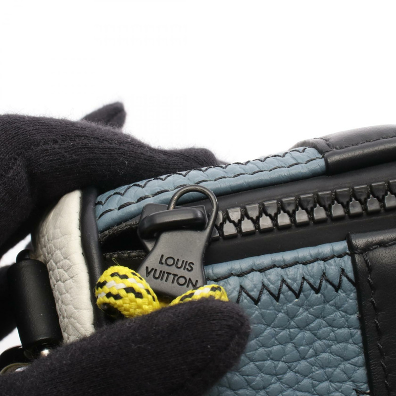 路易威登 Polochon 單肩斜背包 M59927 皮革 藍色 黃色 二手 LV-5