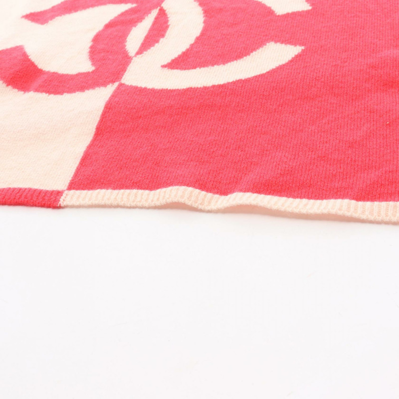 香奈兒 COCO Mark 披肩圍巾 粉紅 二手 女士 CC-2