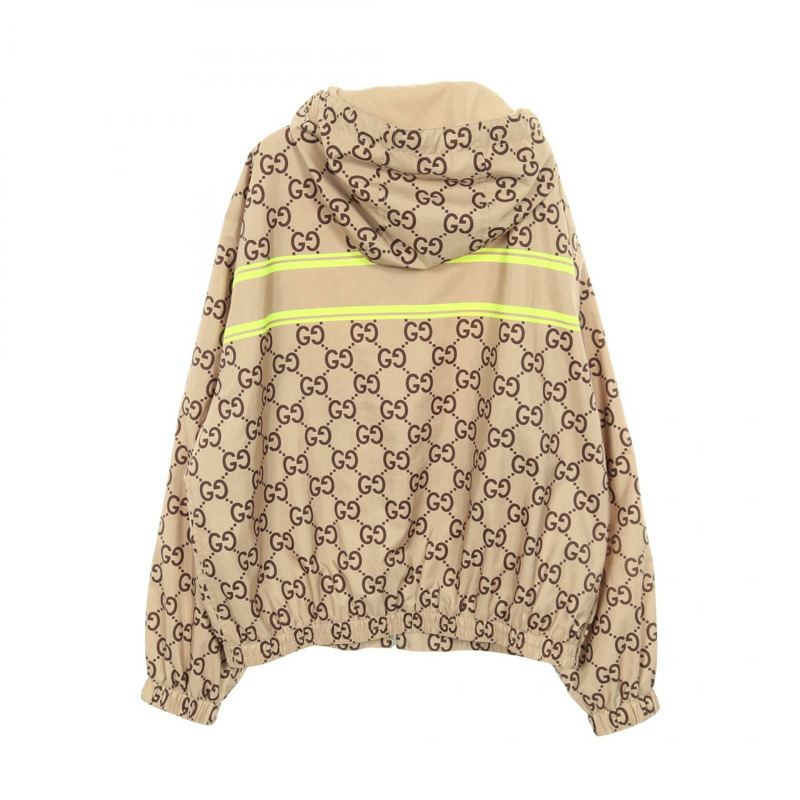 GUCCI GG印花連帽外套 其他外套 聚酯纖維 米色 黃色 二手 男款-1