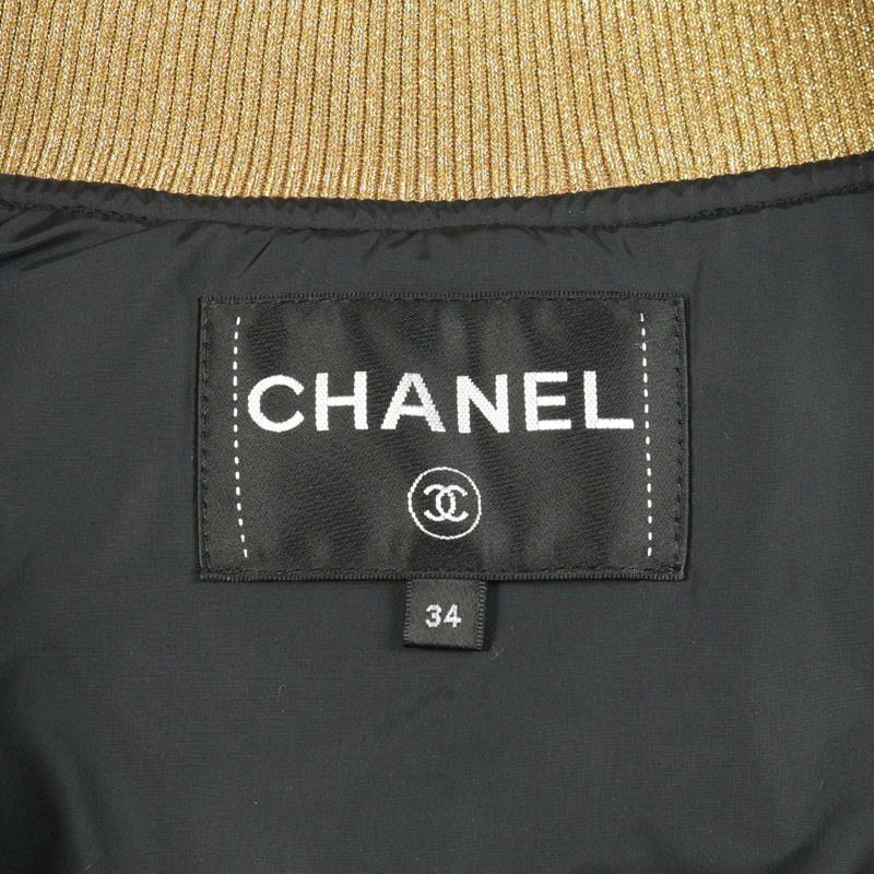 香奈兒菱格紋羽絨外套 P57120V43068 尼龍黑色金色二手女款-2