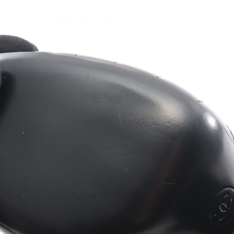 香奈兒 COCO 標誌菱格紋短靴 G28710 #36 1/2 黑色皮革二手 CC-6