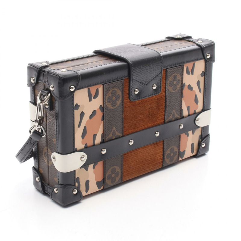 路易威登 Petit Malle 單肩斜背包 Monogram 皮革燈芯絨二手-1