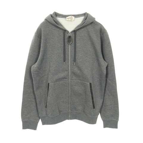 愛馬仕男士連帽衫，L碼，套頭棉羊絨混紡，灰色，二手。