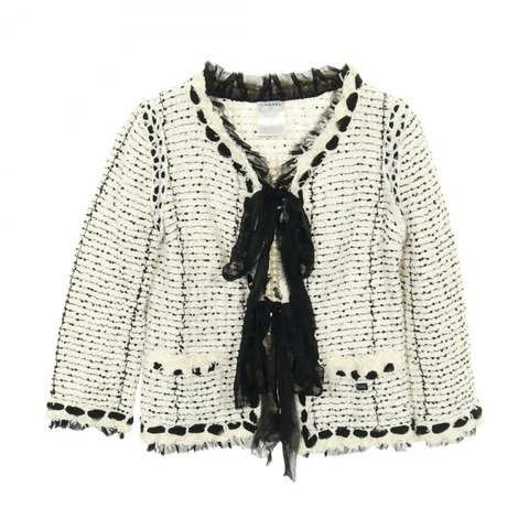 香奈兒 無色外套 P25414 W03520 尼龍絲聚酯纖維/棉 白色 黑色 二手 女士