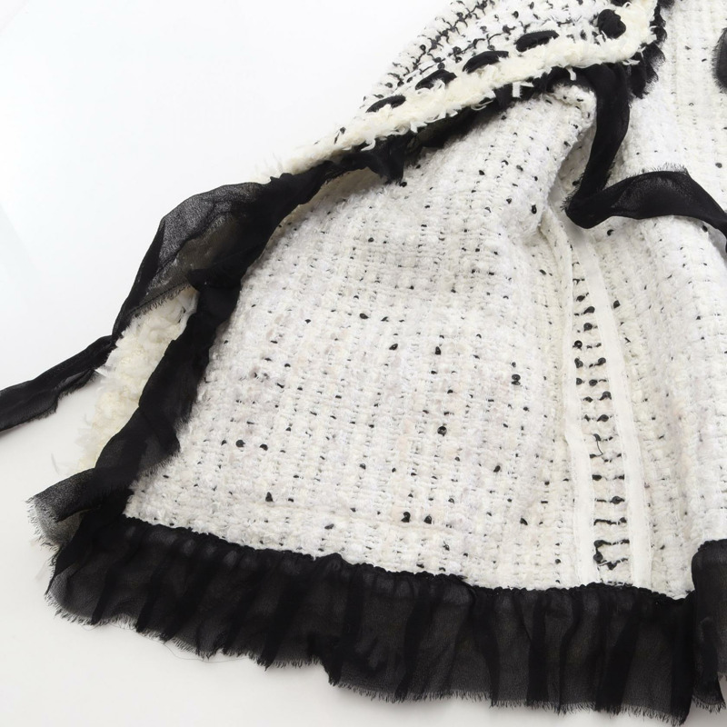 香奈兒 無色外套 P25414 W03520 尼龍絲聚酯纖維/棉 白色 黑色 二手 女士-4