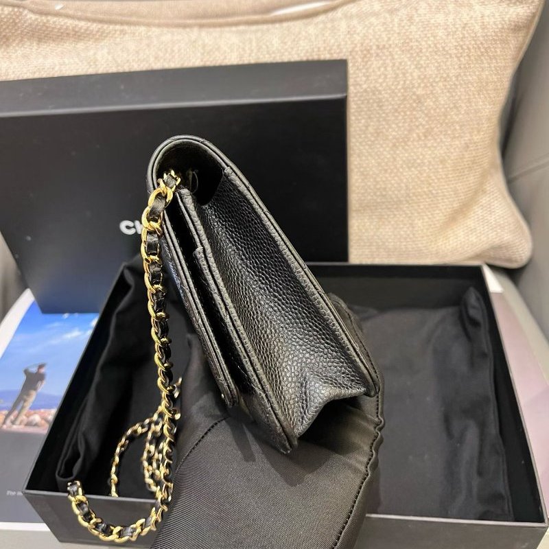 近新品 香奈兒/Chanel 黑金荔枝紋woc髮財包鏈條包-2