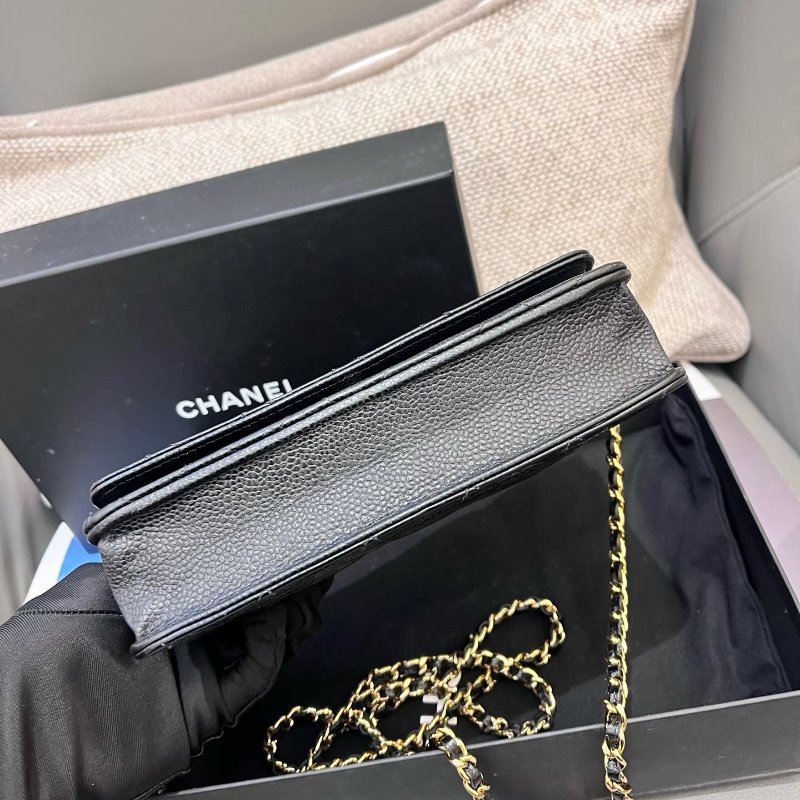 近新品 香奈兒/Chanel 黑金荔枝紋woc髮財包鏈條包-4