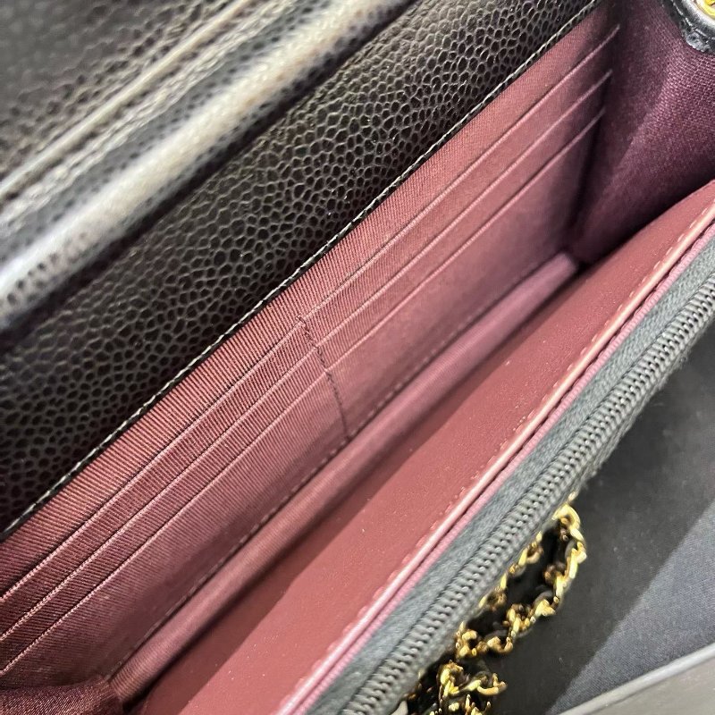 近新品 香奈兒/Chanel 黑金荔枝紋woc髮財包鏈條包-9