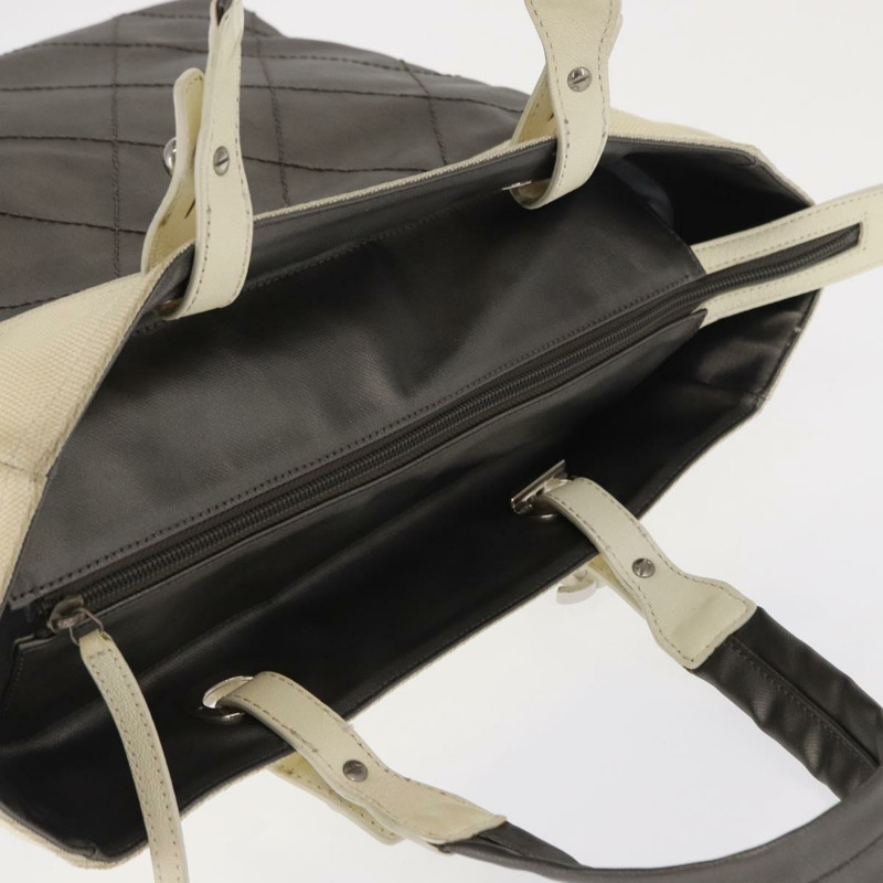 【日本直送】香奈兒巴黎比亞里茨GM托特包 尼龍 銀色 CC Auth BA10114-5