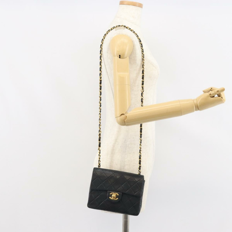 【日本直送】香奈兒 (CHANEL) Matelasse 18 鏈條單肩包，羊皮材質，黑色，金色雙C標誌，正品編號 BA10325SAM-25