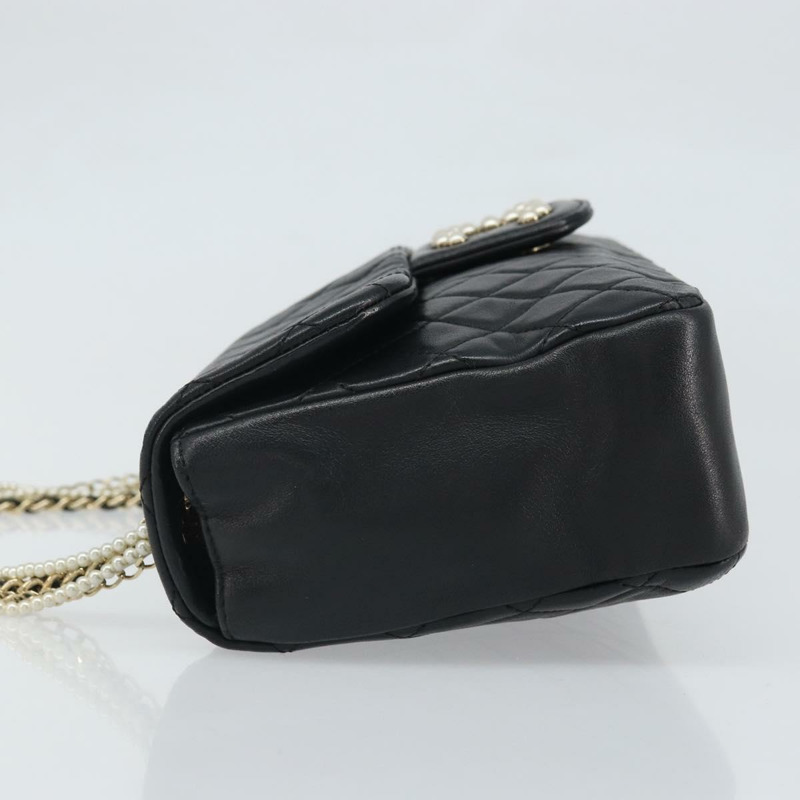 【日本直送】香奈兒 (CHANEL) 菱格紋鏈條手提包，羊皮材質，黑色，金色雙C標誌，正品 BA10326SM-3