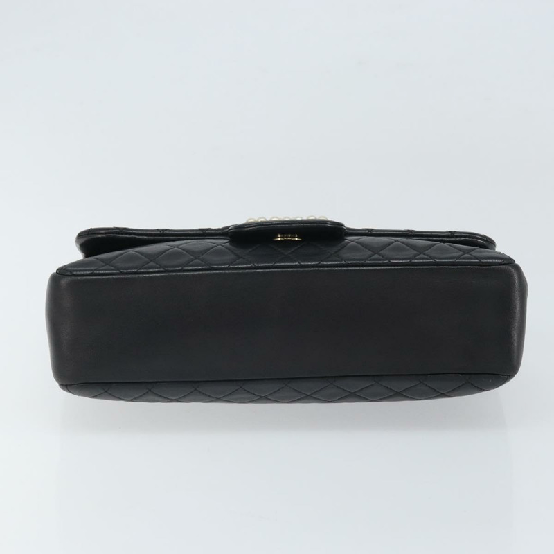 【日本直送】香奈兒 (CHANEL) 菱格紋鏈條手提包，羊皮材質，黑色，金色雙C標誌，正品 BA10326SM-4