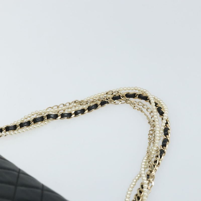 【日本直送】香奈兒 (CHANEL) 菱格紋鏈條手提包，羊皮材質，黑色，金色雙C標誌，正品 BA10326SM-13