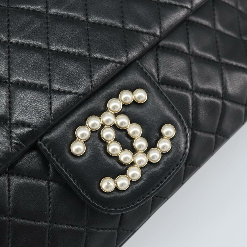 【日本直送】香奈兒 (CHANEL) 菱格紋鏈條手提包，羊皮材質，黑色，金色雙C標誌，正品 BA10326SM-17