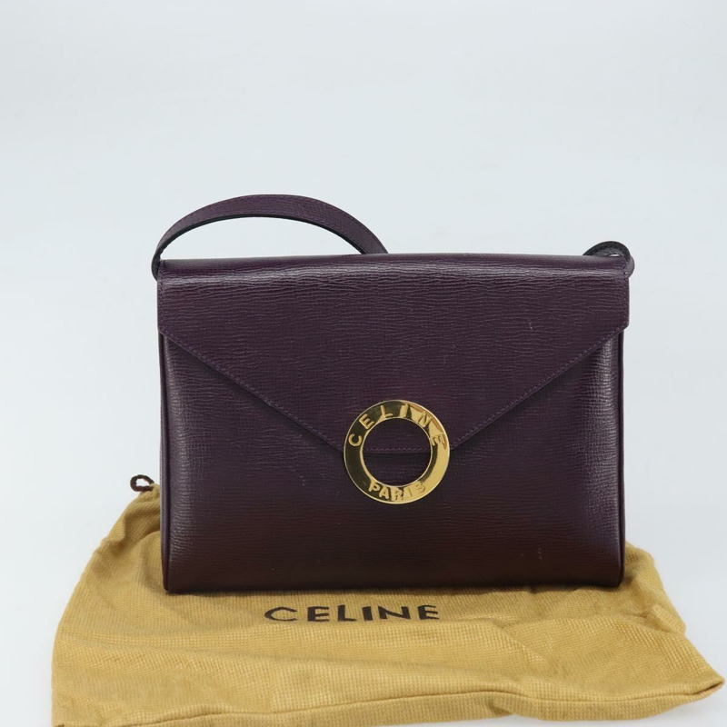 【日本直送】CELINE 圓背包 皮革 紫色 金色 正品 159845V-11