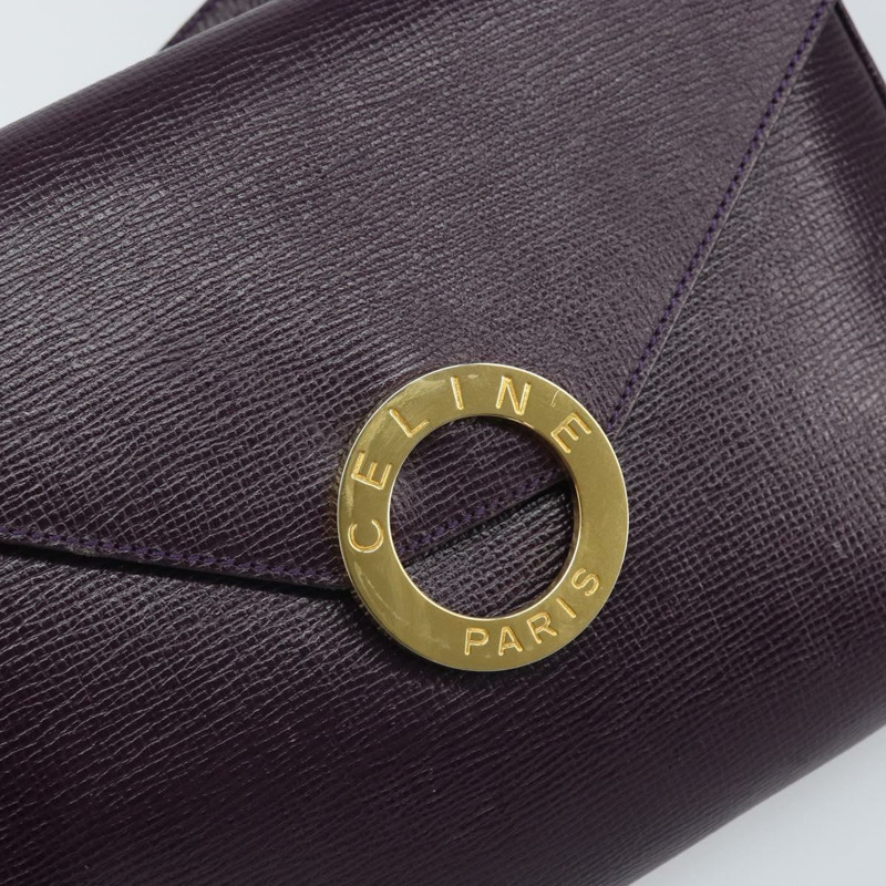 【日本直送】CELINE 圓背包 皮革 紫色 金色 正品 159845V-18