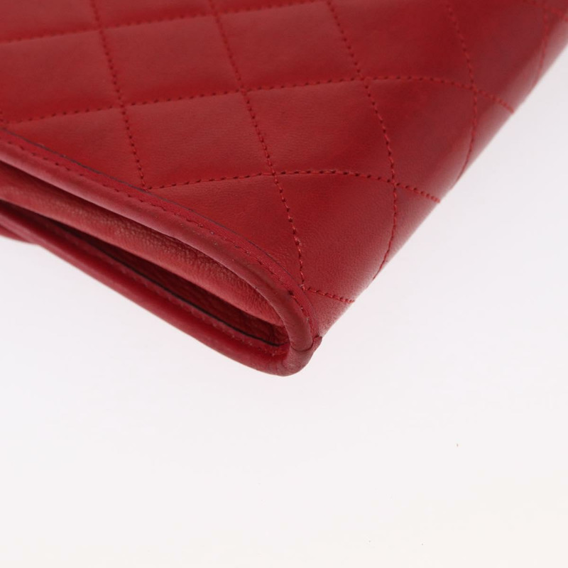 【日本直送】香奈兒 Matelasse 鏈條肩背包 羊皮 紅色 金色 CC Auth bs33112-15