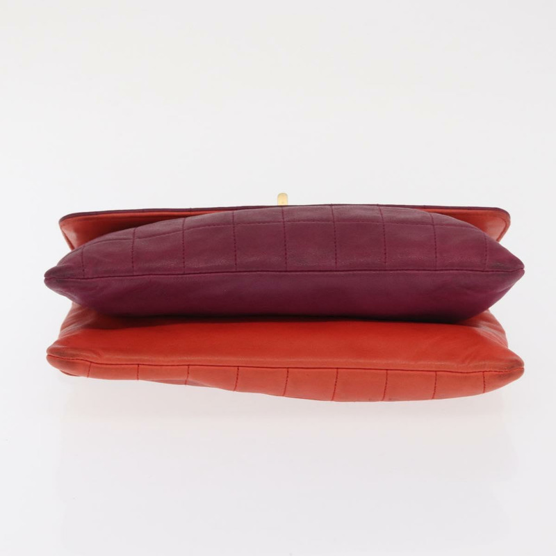 【日本直送】香奈兒 Choco Bar 手提包，羊皮材質，橙色金色 CC 標誌，型號 bs33102-4