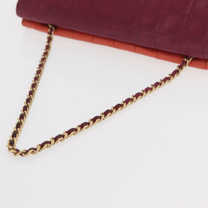 【日本直送】香奈兒 Choco Bar 手提包，羊皮材質，橙色金色 CC 標誌，型號 bs33102-6