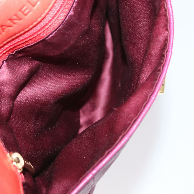 【日本直送】香奈兒 Choco Bar 手提包，羊皮材質，橙色金色 CC 標誌，型號 bs33102-10