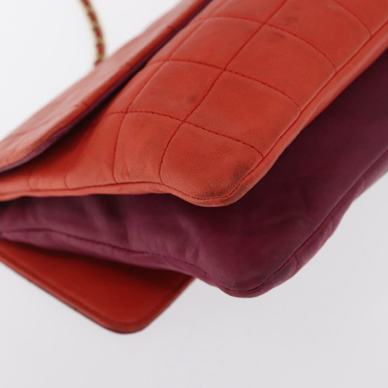 【日本直送】香奈兒 Choco Bar 手提包，羊皮材質，橙色金色 CC 標誌，型號 bs33102-16