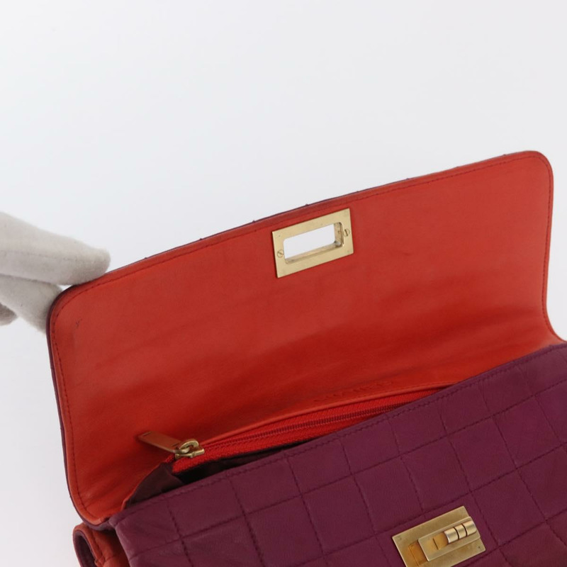 【日本直送】香奈兒 Choco Bar 手提包，羊皮材質，橙色金色 CC 標誌，型號 bs33102-18