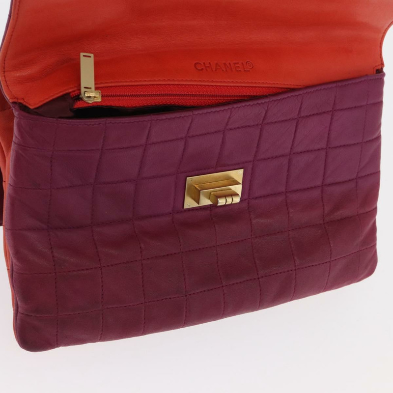 【日本直送】香奈兒 Choco Bar 手提包，羊皮材質，橙色金色 CC 標誌，型號 bs33102-19