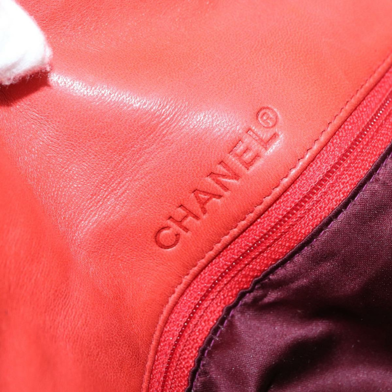 【日本直送】香奈兒 Choco Bar 手提包，羊皮材質，橙色金色 CC 標誌，型號 bs33102-20