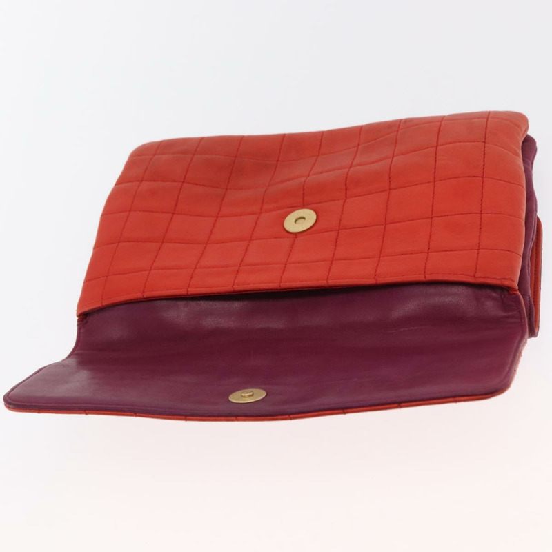 【日本直送】香奈兒 Choco Bar 手提包，羊皮材質，橙色金色 CC 標誌，型號 bs33102-23