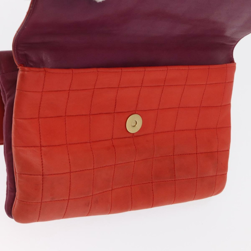 【日本直送】香奈兒 Choco Bar 手提包，羊皮材質，橙色金色 CC 標誌，型號 bs33102-25