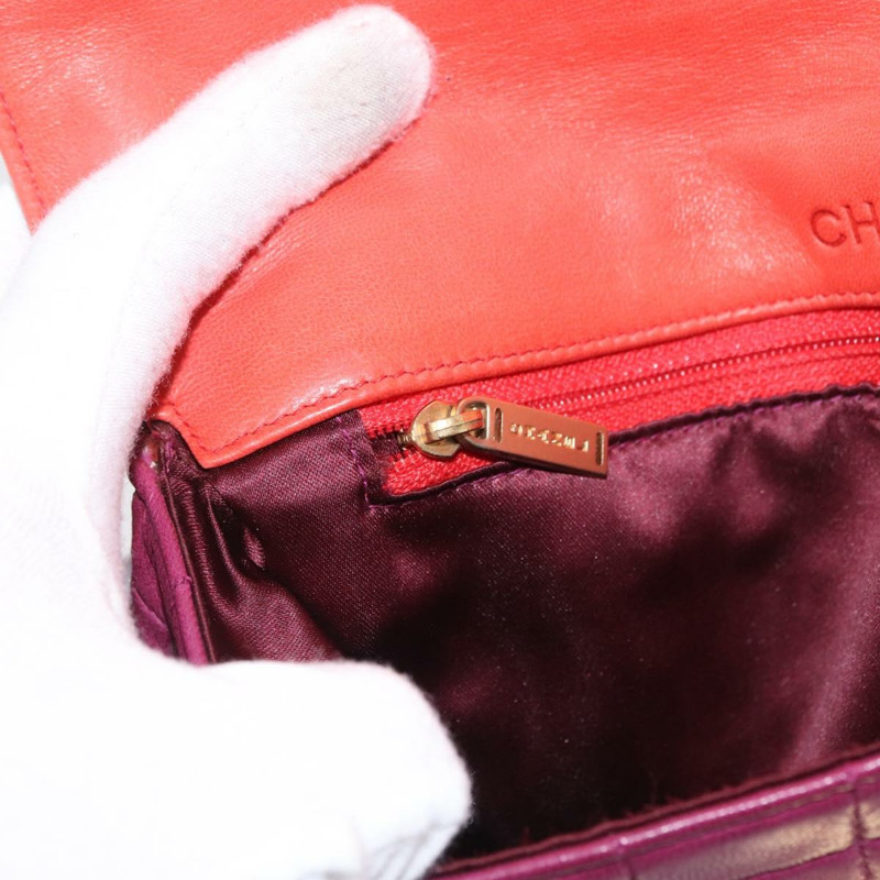 【日本直送】香奈兒 Choco Bar 手提包，羊皮材質，橙色金色 CC 標誌，型號 bs33102-30