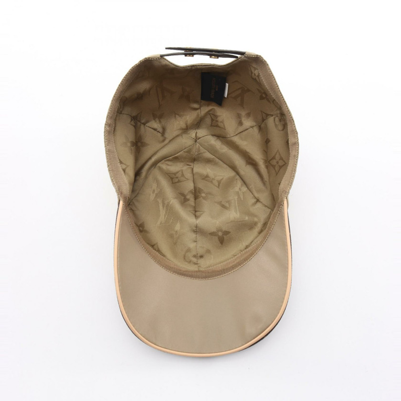 路易威登 Get Ready Monogram 帽子 M76505 絲綢皮革 PVC 米色 棕色 米色 二手 女士-2