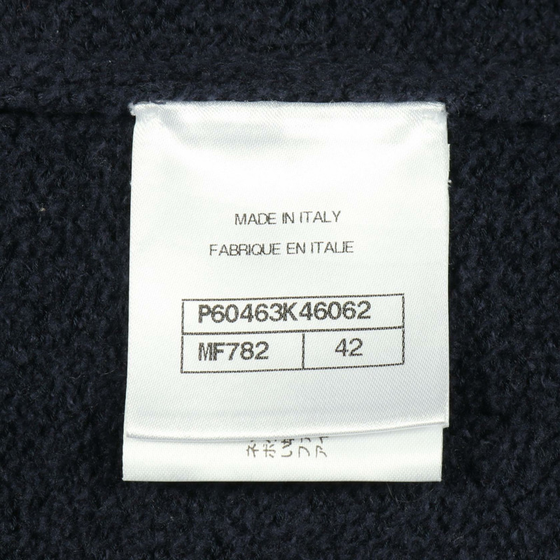 香奈兒 (CHANEL) COCO 標誌紐帶長袖連身裙 #42 棉質海軍藍/黑色二手女裝 CC-4