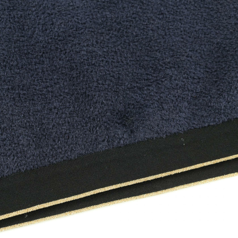 香奈兒 (CHANEL) COCO 標誌紐帶長袖連身裙 #42 棉質海軍藍/黑色二手女裝 CC-6