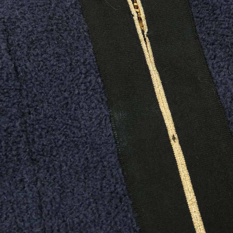 香奈兒 (CHANEL) COCO 標誌紐帶長袖連身裙 #42 棉質海軍藍/黑色二手女裝 CC-7