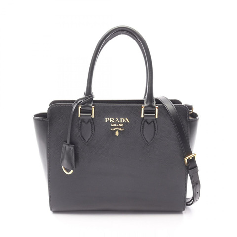 PRADA SAFFIANO 肩挎斜背包 1BA113 黑色真皮二手女款