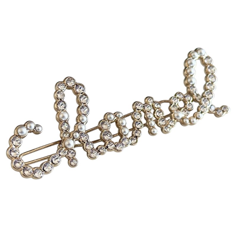CHANEL 水鑽 珠珠 髮夾-1