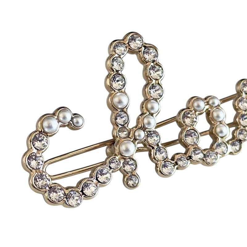 CHANEL 水鑽 珠珠 髮夾-2