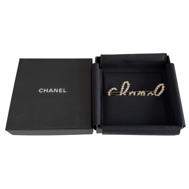 CHANEL 水鑽 珠珠 髮夾-9