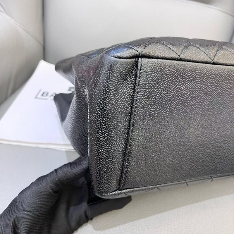 香奈兒/Chanel 黑金荔枝紋GST菱格紋托特包-8