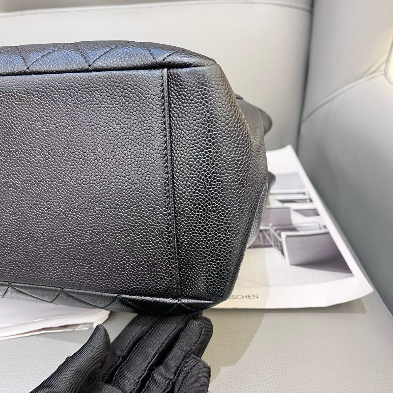 香奈兒/Chanel 黑金荔枝紋GST菱格紋托特包-9