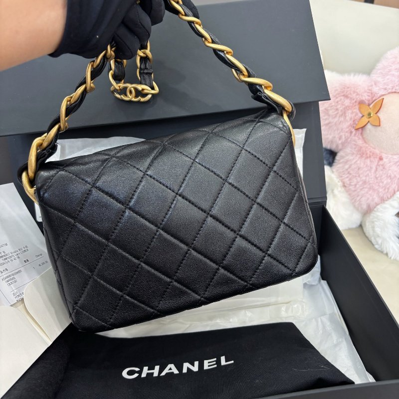 閒置新 香奈兒/Chanel 黑金羊皮菱格紋腋下包粗鏈條 芯片款-2