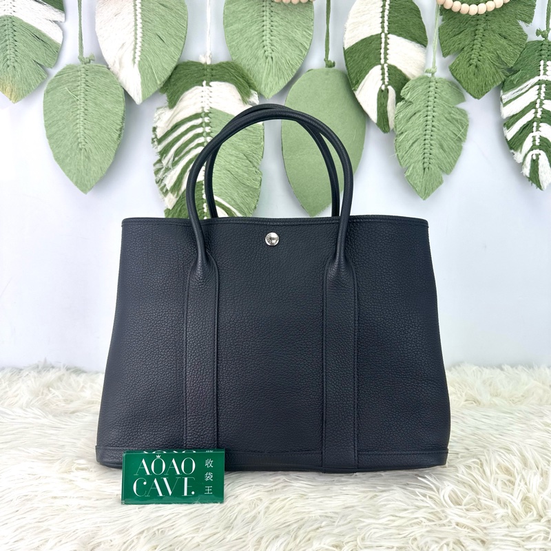 HERMES GARDEN PARTY 36 黑色真皮手提包 U Stamp 全套有單-0