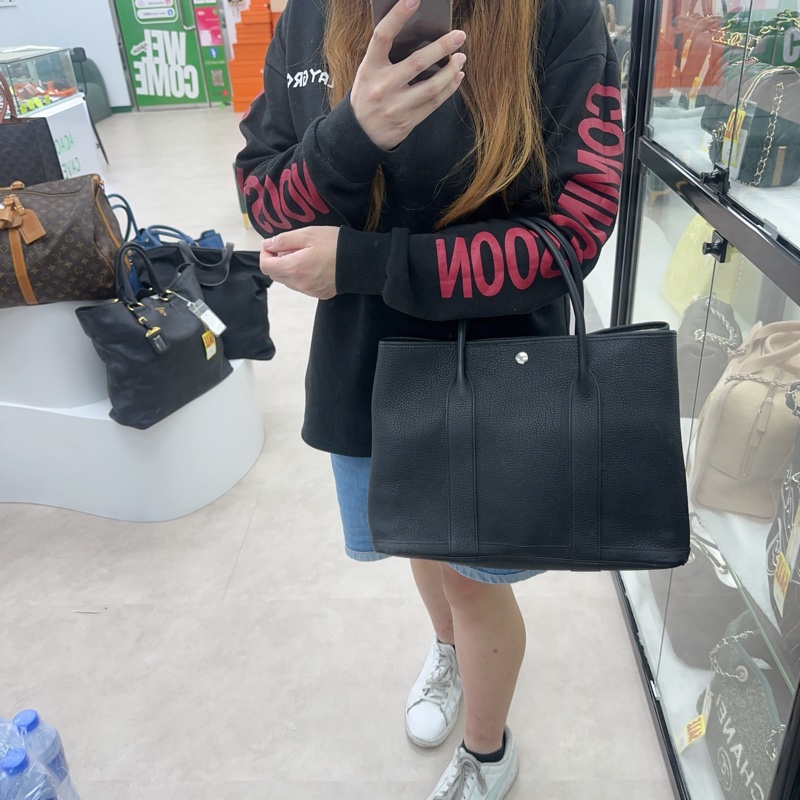 HERMES GARDEN PARTY 36 黑色真皮手提包 U Stamp 全套有單-1