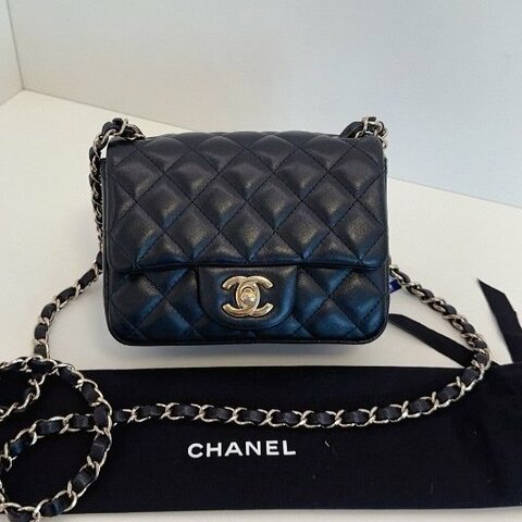 芯片款 香奈兒/Chanel 黑金菱格CF方胖子鏈條包