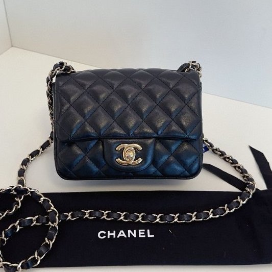 芯片款 香奈兒/Chanel 黑金菱格CF方胖子鏈條包-0