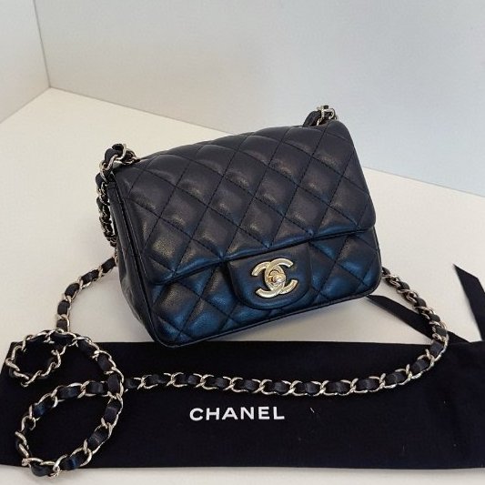 芯片款 香奈兒/Chanel 黑金菱格CF方胖子鏈條包-2