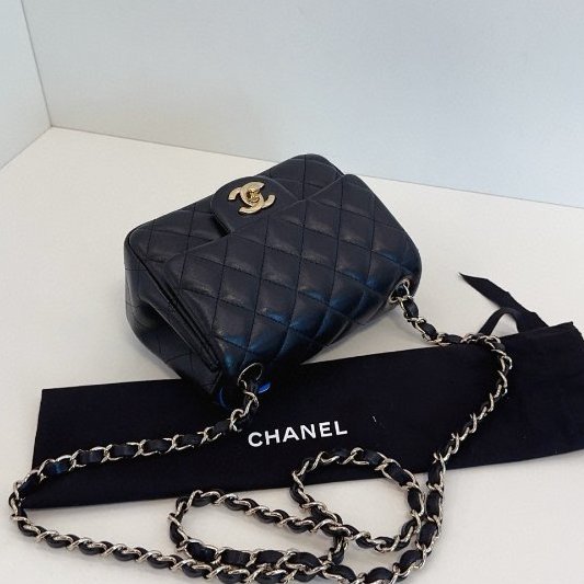 芯片款 香奈兒/Chanel 黑金菱格CF方胖子鏈條包-4