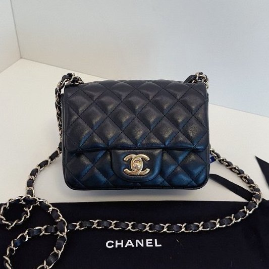 芯片款 香奈兒/Chanel 黑金菱格CF方胖子鏈條包-6