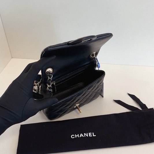 芯片款 香奈兒/Chanel 黑金菱格CF方胖子鏈條包-9